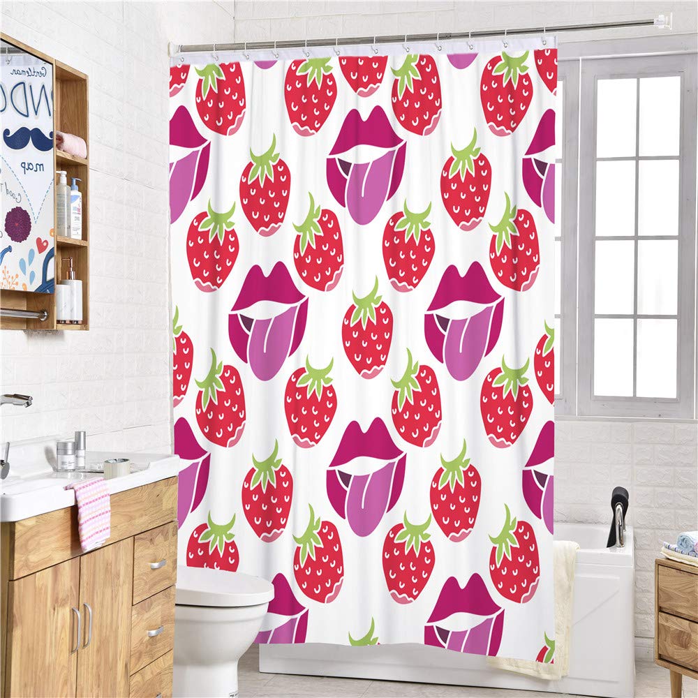 FANSU Rideau De Douche Tissu Lavable, Polyester Rideaux De Salle De Bain Facile à Nettoyer Avec 12 Crochets Résistant à L'eau Décor À La Maison Accessoires (Train D'automne,165x180cm