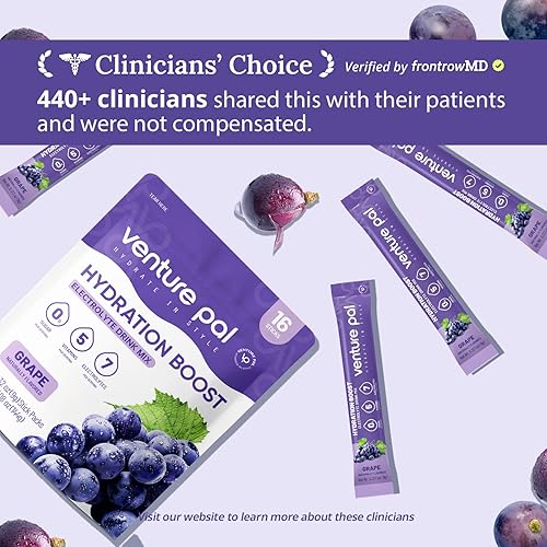 Miniatura 4 de Venture Pal Paquetes de electrolitos en polvo sin azúcar, mezcla de bebida líquida diaria IV para hidratación rápida y recuperación de fiestas, 5