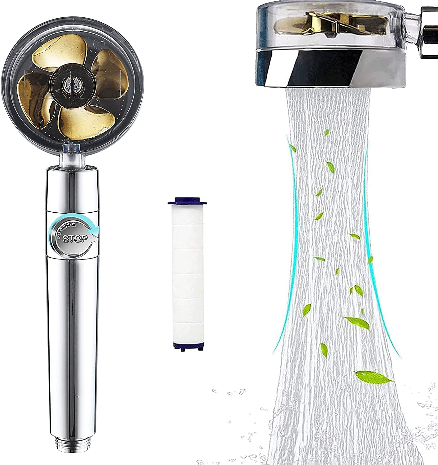 Hydro Jet Handheld Turbo Fan Shower Heads, High Pressure Shower Heads