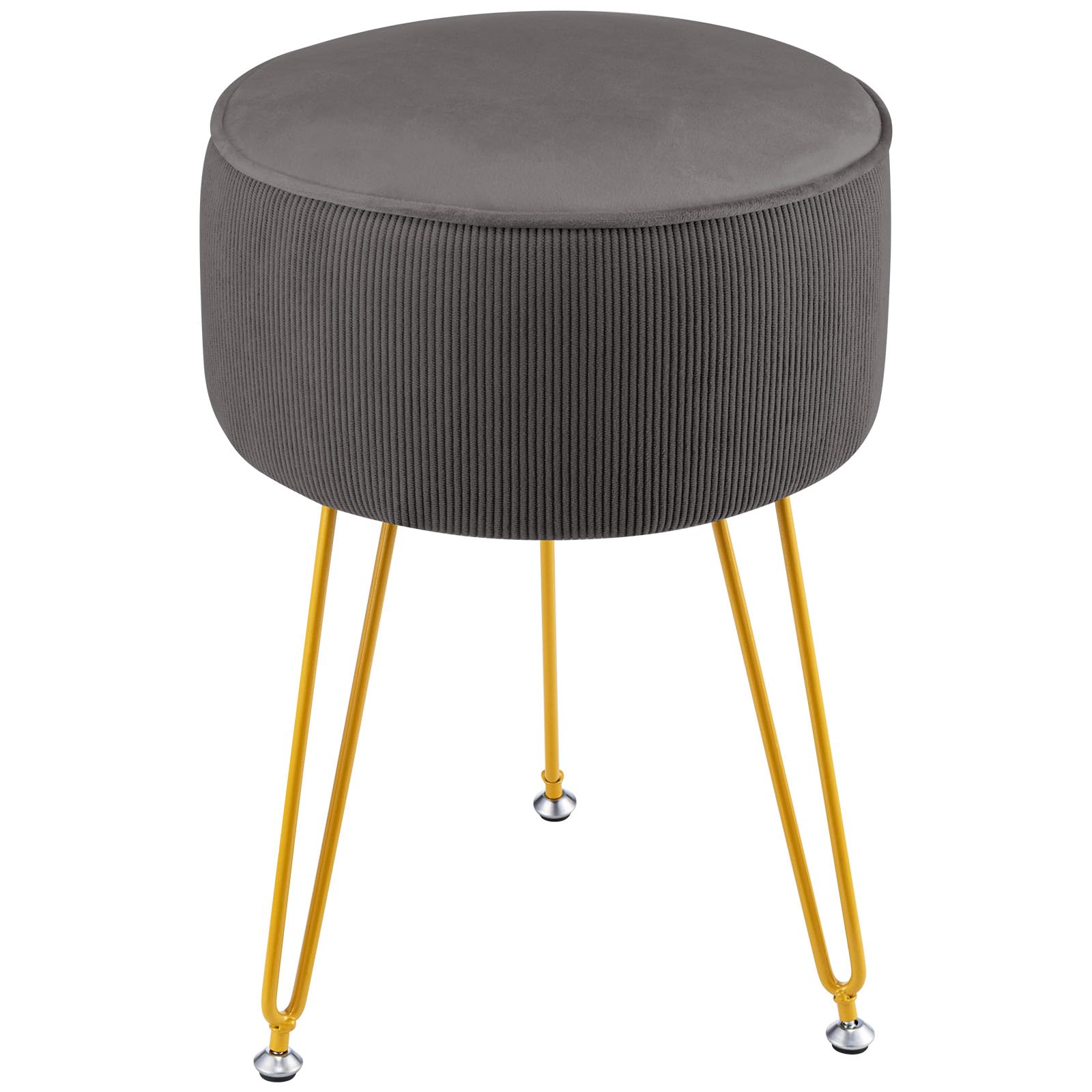 CROWNSHOP Stool Chair for Dressing Table Round Dressing Table Stool With iron Legs Vanity Comfortable Padded Makeup (Gray) — image 1