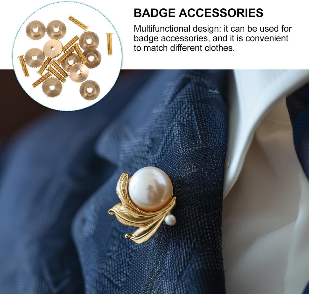 Badge Accessories Screw Back Pin Backs Metal Screw Caps for Craft Brooches and Lapel Pins 0.51 X 0.43 X 0.43 in 10 Sets