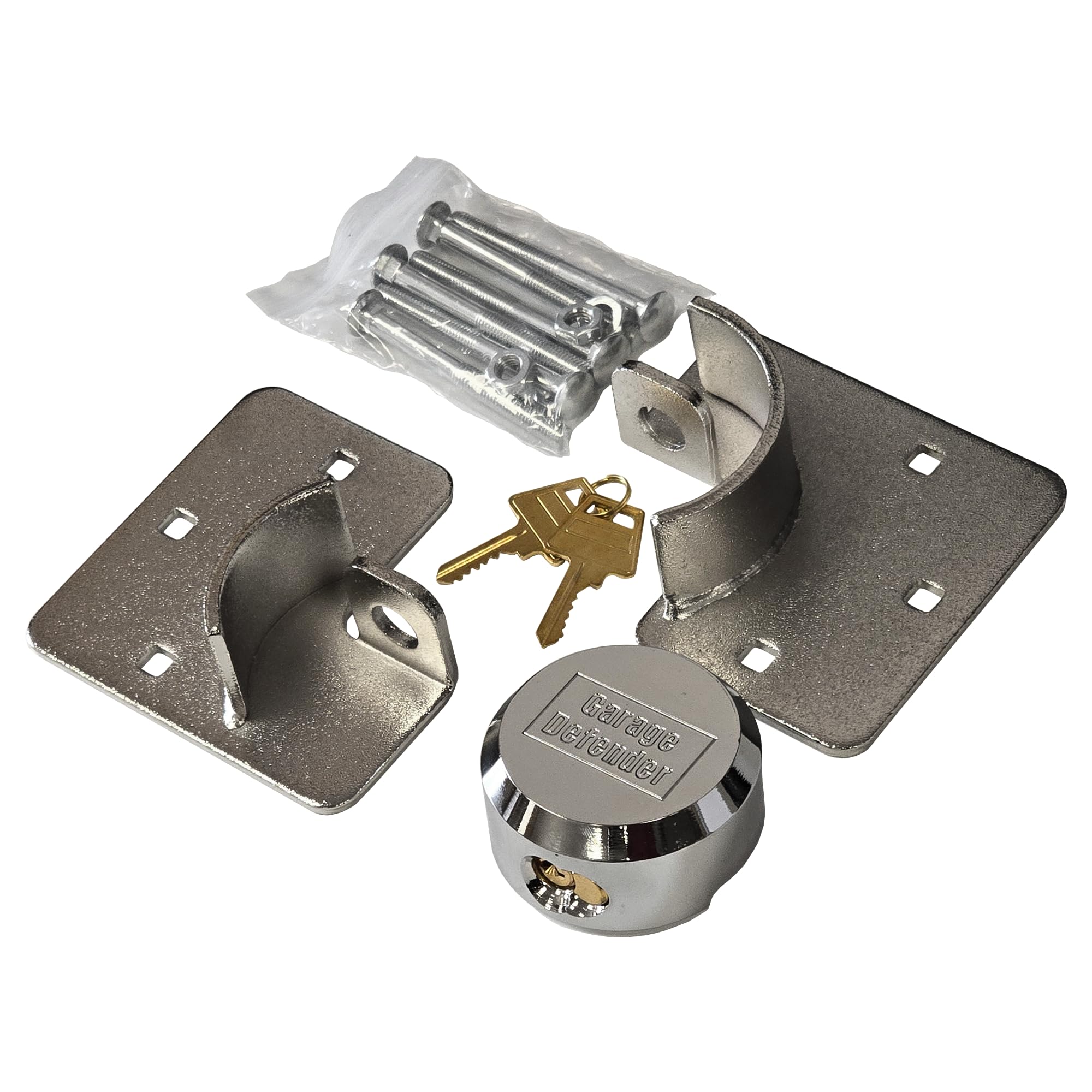 iCAN Heavy Duty Lock, 73 mm Round Shackleless Padlock and Hasp Solution Pack, Silver, Maximum Security, Corrosion Resistant, Suitable for Vans, Sheds, Garages, Container, 2Kg. (1)