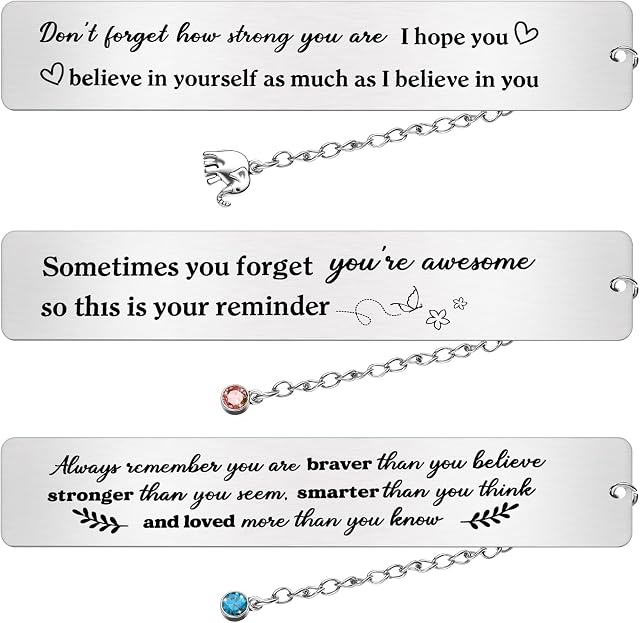 3 Pcs Inspirational Bookmark Gifts for Women Men Encouragement Graduation Bookmark for Friend Daughter Book Markers for Appreciation Sometimes You Forget You're Awesome You're Braver Than You Believe