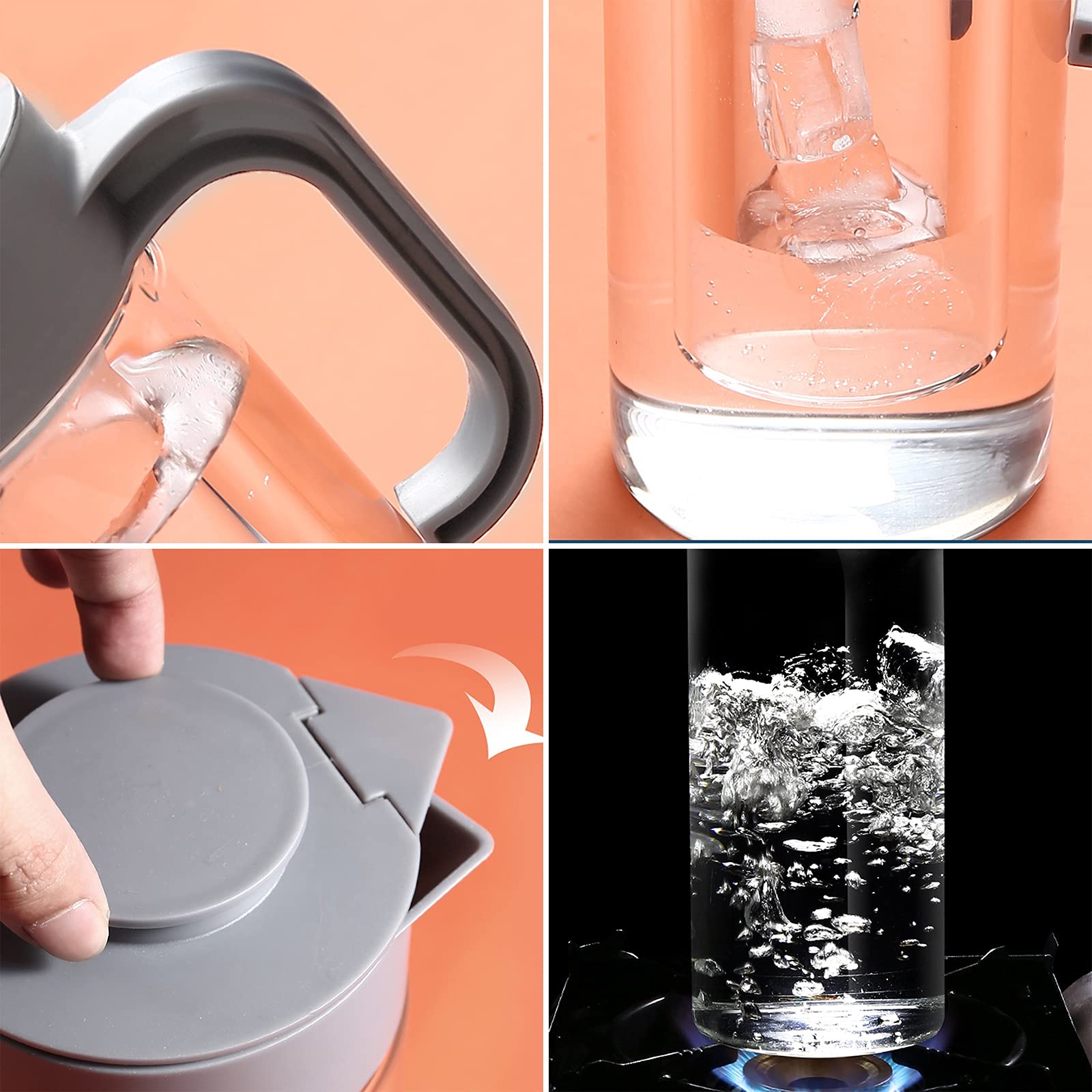 LOWLIU Caraffe di tè Freddo Bollitore in Vetro for la casa con Copertura della Polvere e Manico Lanciatore Resistente alla Temperatura for Succo, Bevanda, caffè ghiacciato, tè. brocche