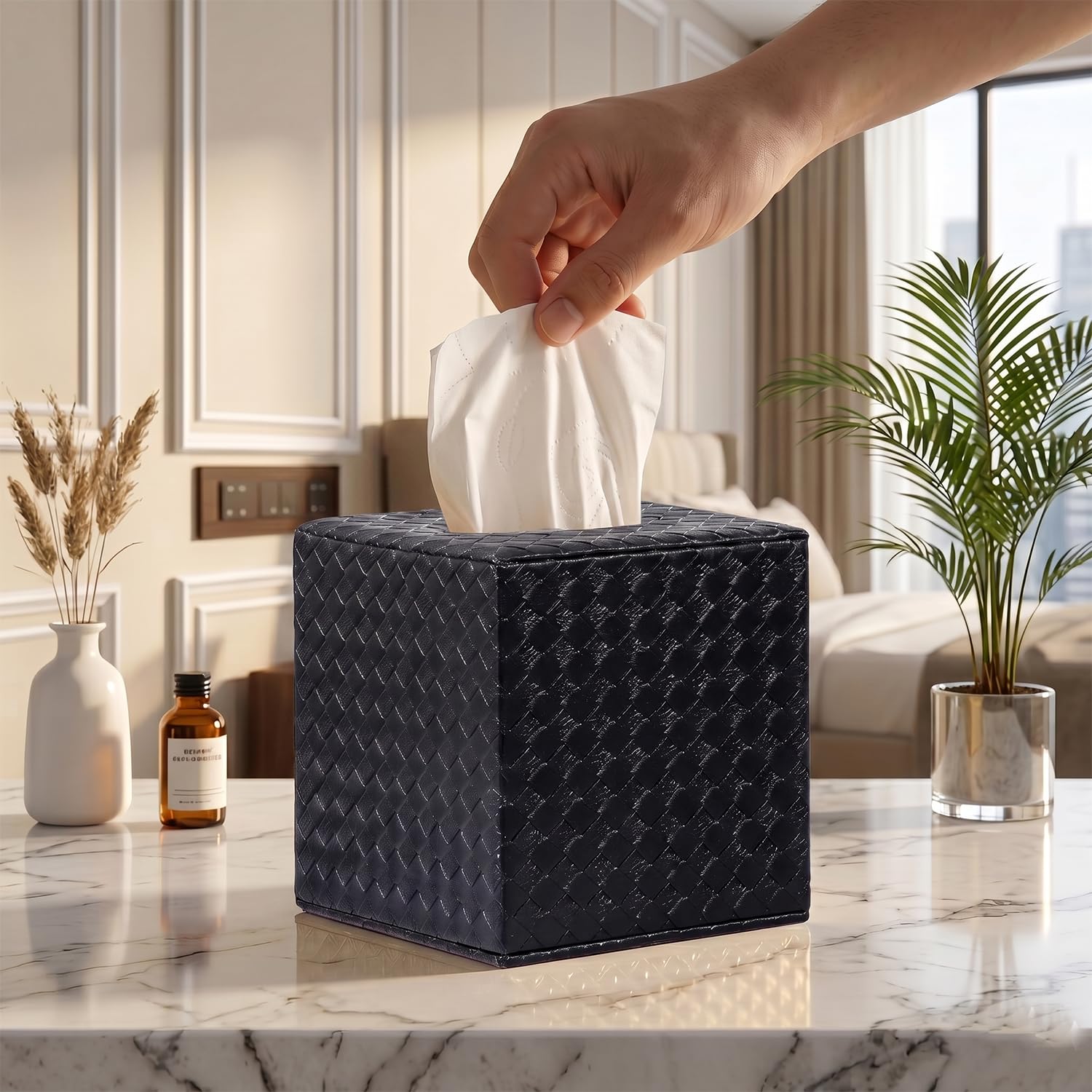 Amazon.com: Black Tissue Box Cover, Square, Tissue Box Holders for