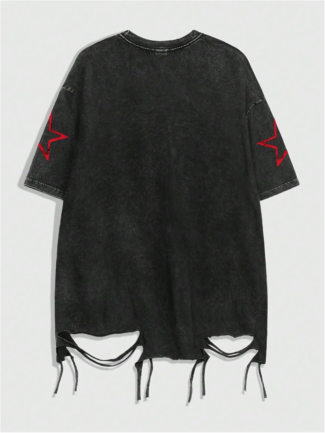 Verdusa Men Ripped Graphic Tees Short Sleeve Drop Shoulder Grunge Punk Oversized Tshirts Emo Scene Clothes Streetwear - Image 3