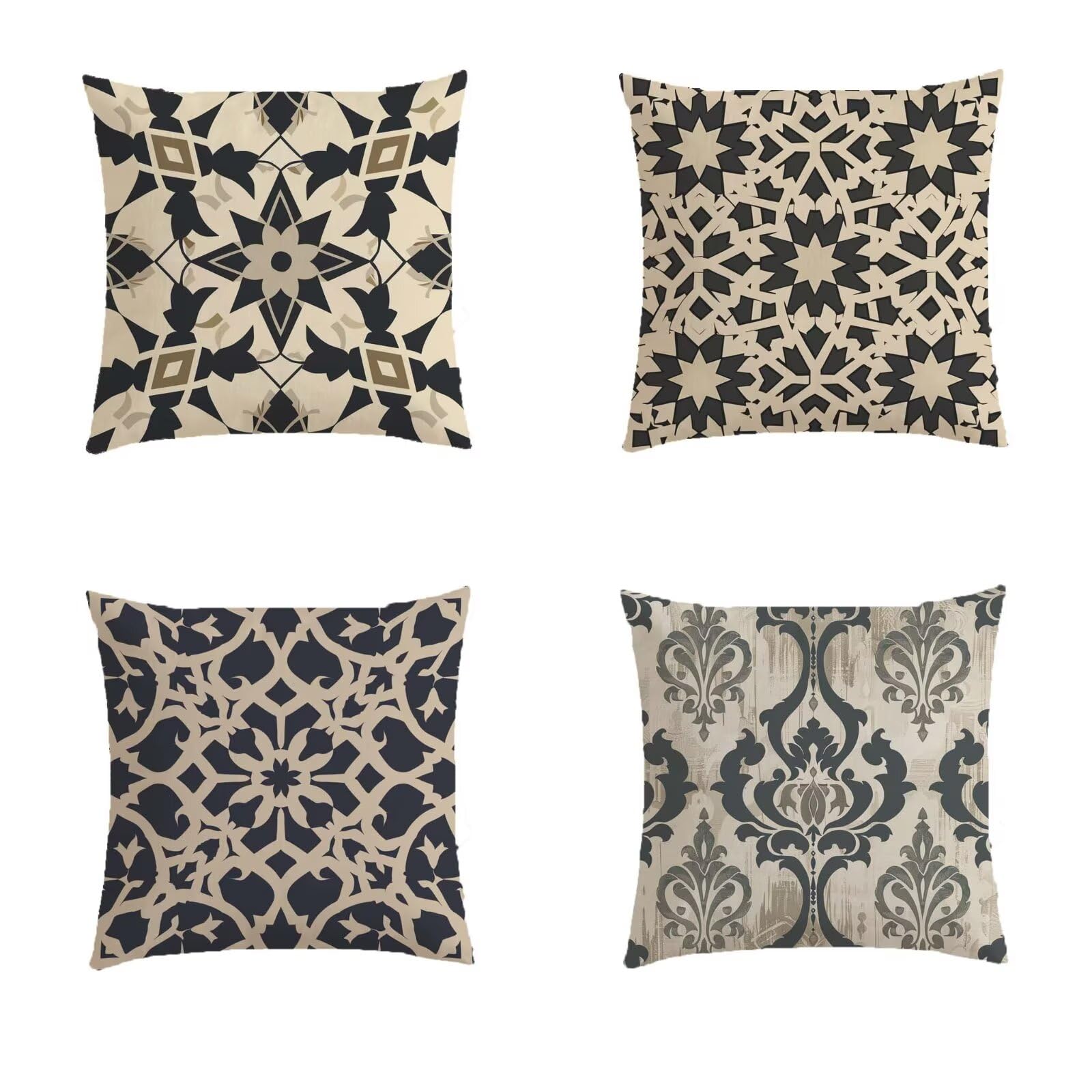 Housse de coussin exterieur boheme 40x40cm lot de 4 pour canape