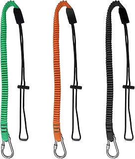 Retractable Tool Lanyard, 3 Pack Safety Tool Leash with Aluminum Lock Carabiner Clip and Adjustable Loop End, Fall Protection Tough Scaffold Tether for Hand Tools/Construction/Scaffolding/Roofing