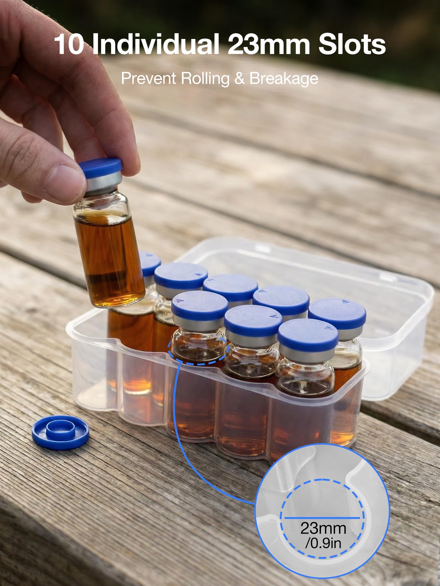 SUNMON Caja de Almacenamiento para Viales de 10 ml, Organizador Transparente para Insulina y GLP-1 con 10 Ranuras