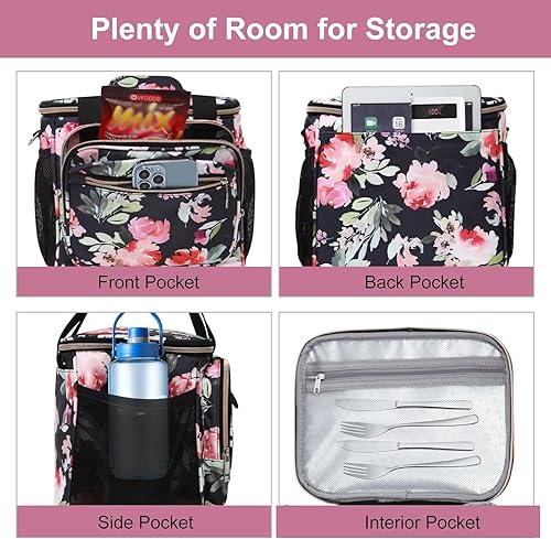 Miniatura 3 de GLENKEY Lonchera térmica para mujer, ligera, grande, a prueba de fugas, suave, con correa para el hombro, para adultos, trabajo, vuelo, playa,