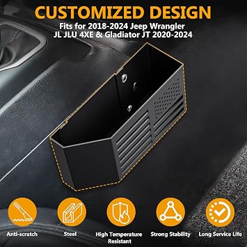 4 PCS Upgrade Window Switch Button Cover Bundle with Upgrade Metal Gear Shift Center Console Organizer for Jeep Wrangler Accessories and Jeep Gladiator