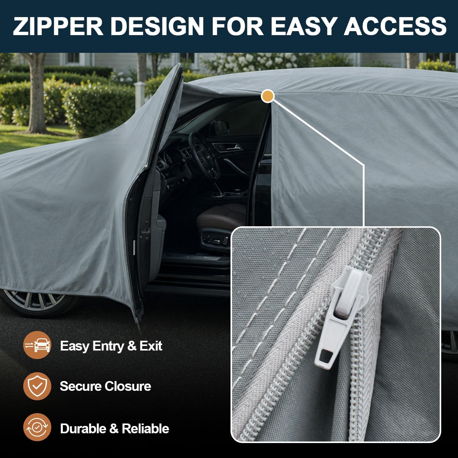 GUNHYI 16 Layers Large Car Cover Waterproof All Weather for Sedan Coupe image 4