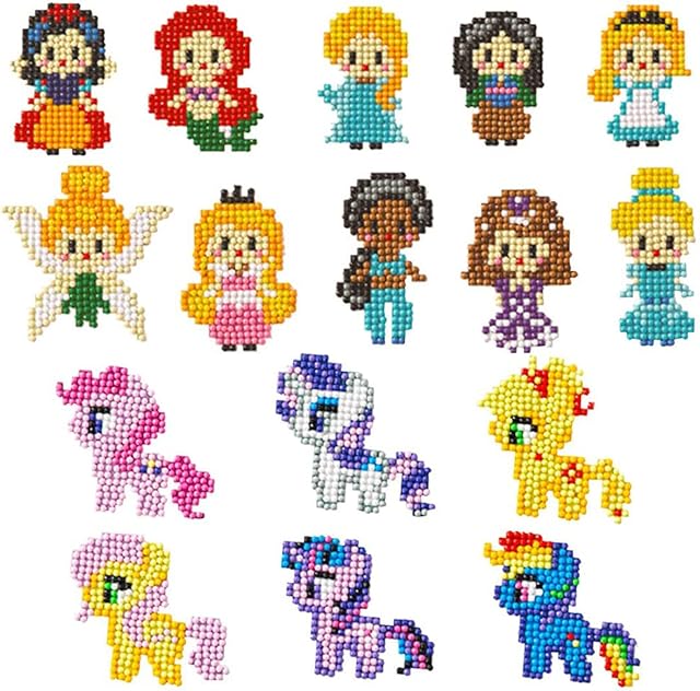 16Pcs 5D Diamond Painting Stickers Kits for Kids, DIY Animals Diamond Painting Stickers, Painting by Numbers Kits for Adult Beginners