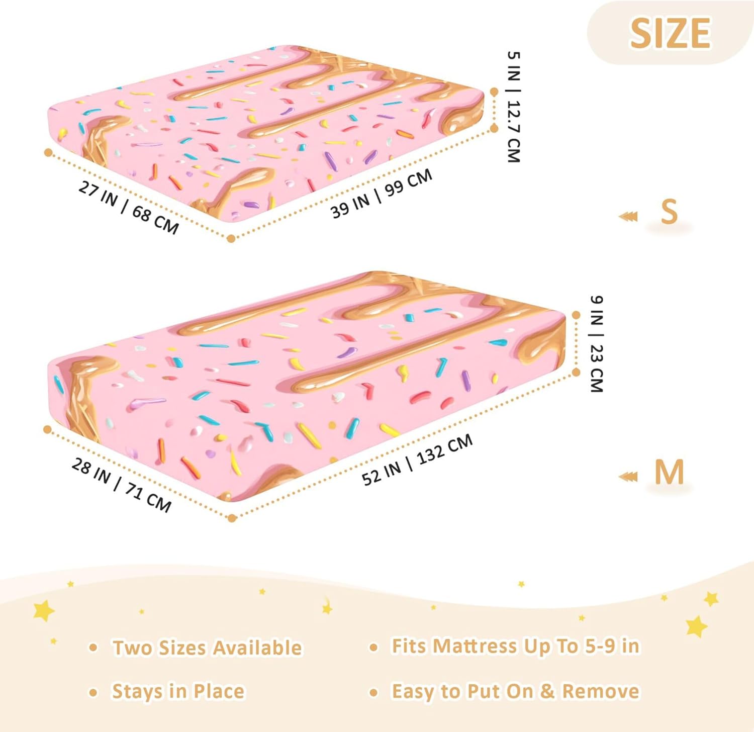 Tropical Ice Cream Summer Crib Sheets Soft Breathable Fitted Cotton Baby Crib Sheets Mattress Cover for Girl Boy, 52" x 28" x 9"