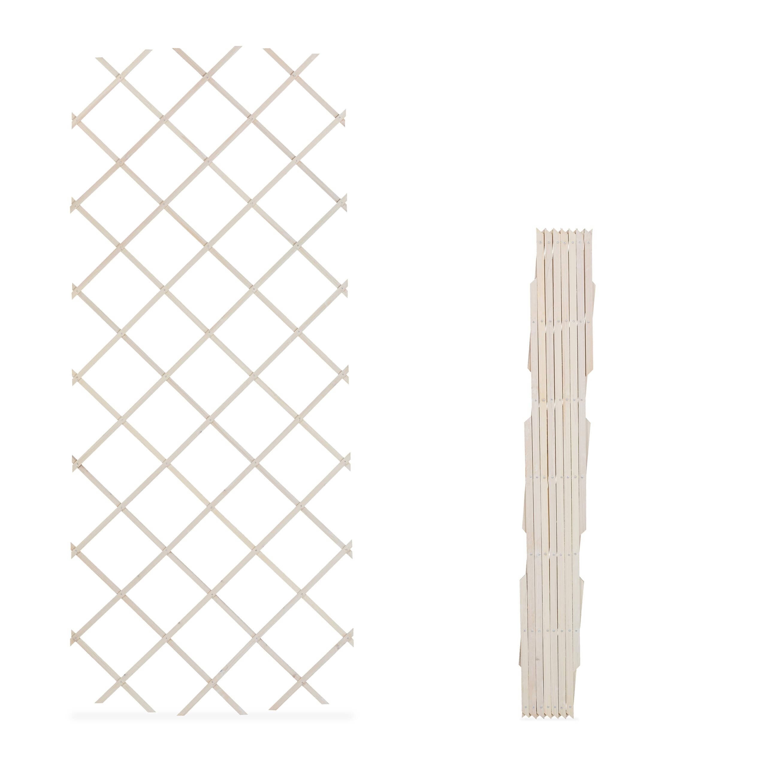 Relaxdays Rankgitter ausziehbar, 3er Set, Rankhilfe Kletterpflanzen, 180x90 cm, Garten, Balkon, Terrasse, Holz, weiß