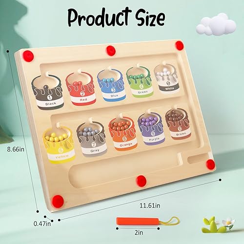Miniatura 3 de Laberinto magnético de color y números, juego de mesa de rompecabezas de madera para niños pequeños, juguetes Montessori de clasificación de colores