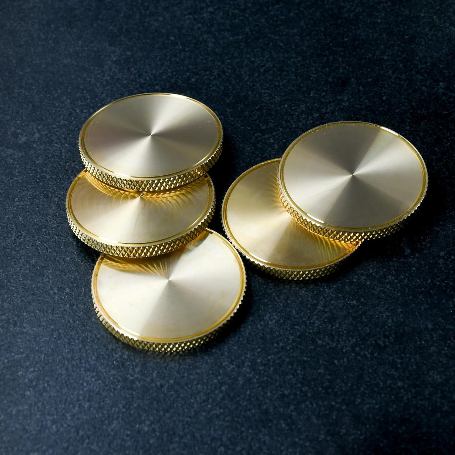 MICAIKEM 1-1/4" Brass CNC Diamond Knurled Edge Blanks Coin Blanks Heavy Duty 3mm Thick for Engraving and Hand Stamping. Pack of 5