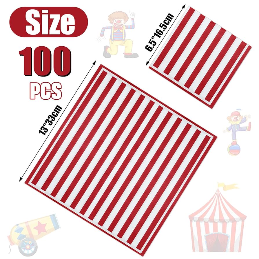 Amazon.com: 100 Pcs Red and White Striped Napkins, Carnival Circus Party Napkins Carnival Paper Napkin for Carnival Circus Party, Kid's Birthday, Baby Shower : Toys & Games amazon-com-100-pcs-red-and-white-striped-napkins-carnival-circus-party-napkins-carnival-paper-napkin-for-carnival-circus-party-kid-s-birthday-baby-shower-toys-games