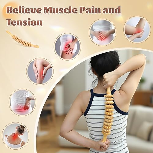 Miniatura 3 de Herramientas de rodillo de masaje de terapia de madera curvada, masajeador de drenaje linfático de madera, herramienta de masaje para celulitis y