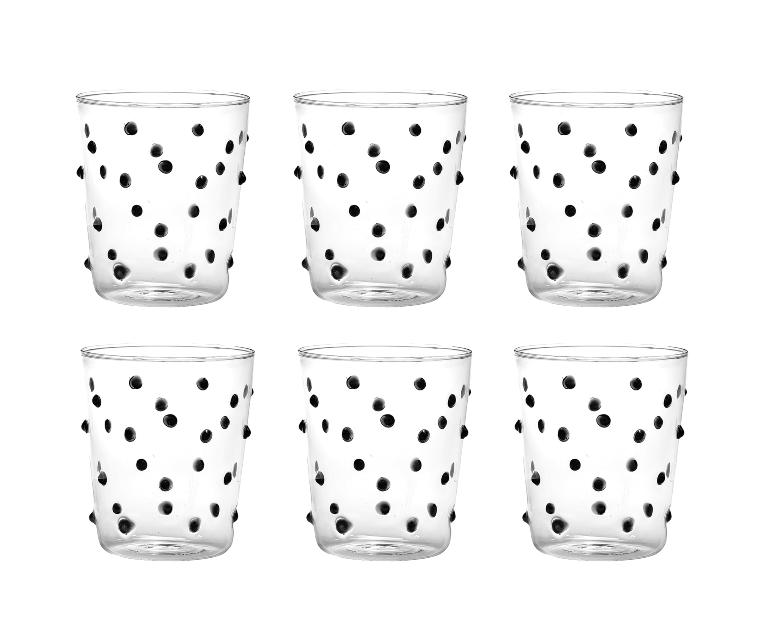 Zafferano Party Gläser Set aus Borosilikatglas im Polka Dot Design (Schwarz)