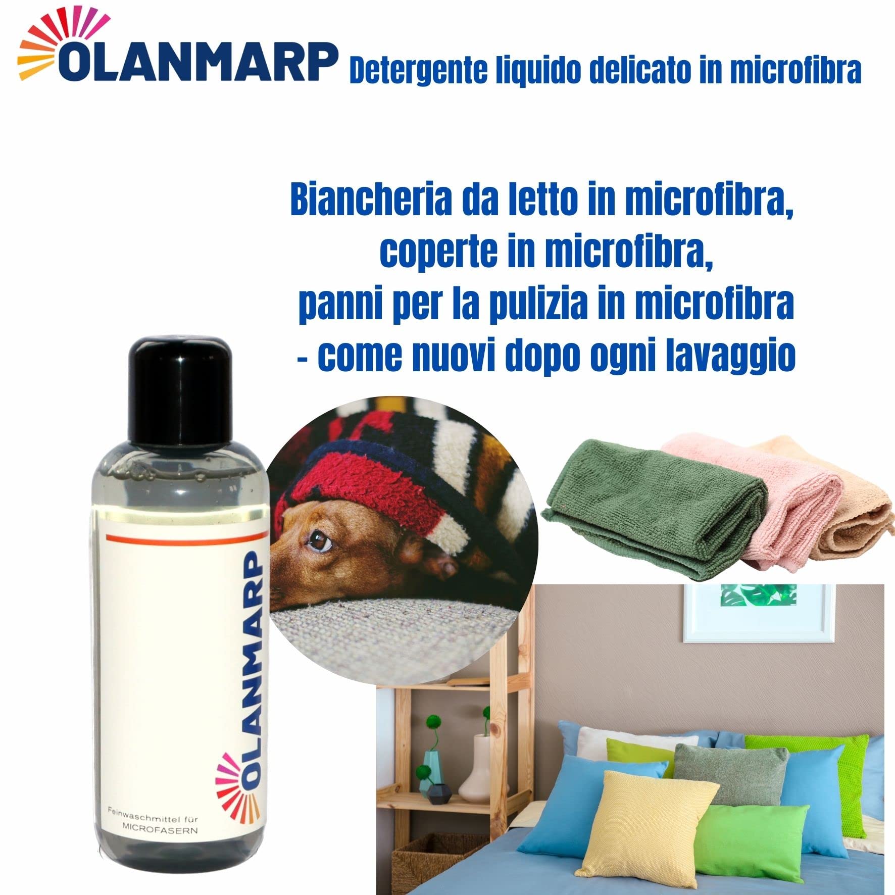 Detersivo concentrato in microfibra – detersivo liquido per lavare a mano + in lavatrice (480 ml, senza rete di lavaggio)
