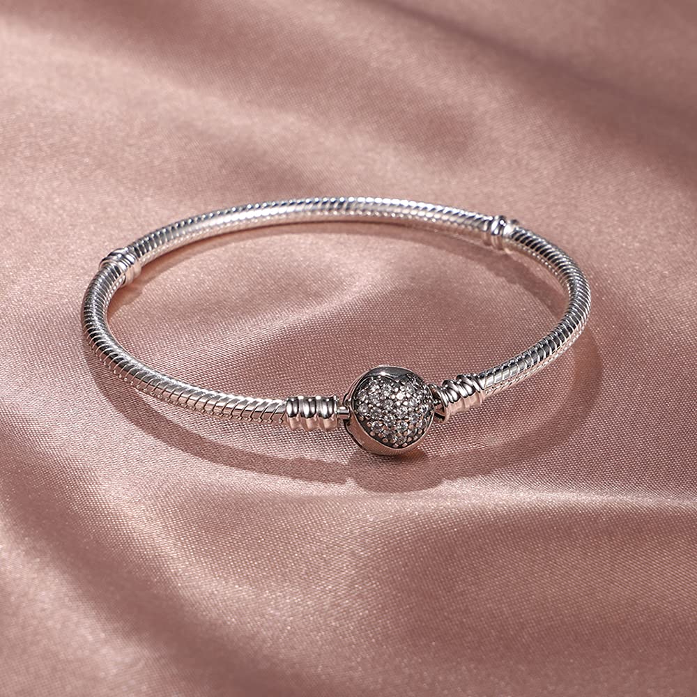 KUNSIR Moments-Bracciale Donna Adatto per Ciondolo Argento Sterling 925 Braccialetto Snake Bracciali Compatibile con Pandora Ciondolo B2
