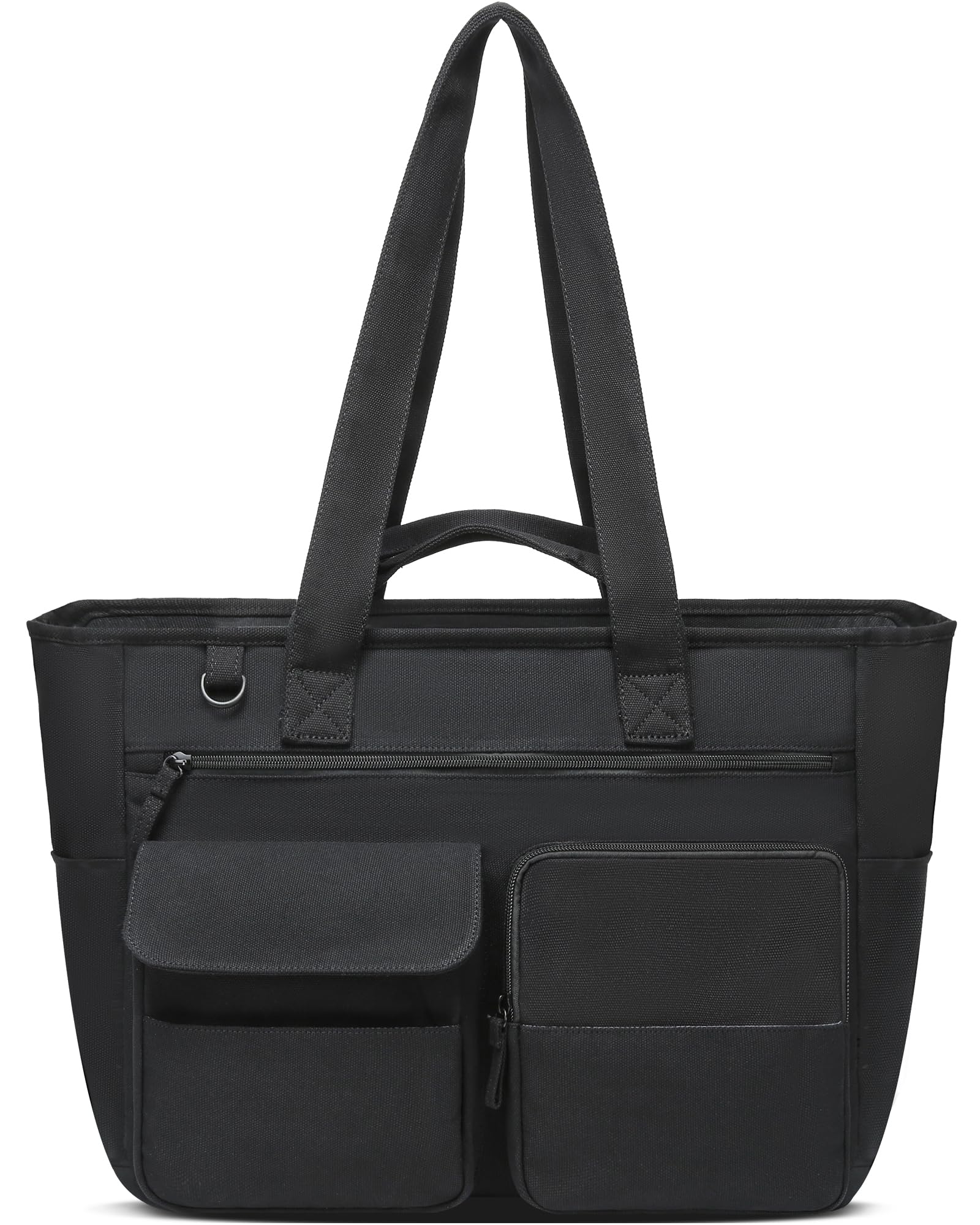 Large Canvas Tote Bag with Zipper and Pockets for Women Utility Totes with Laptop Compartment for Work School