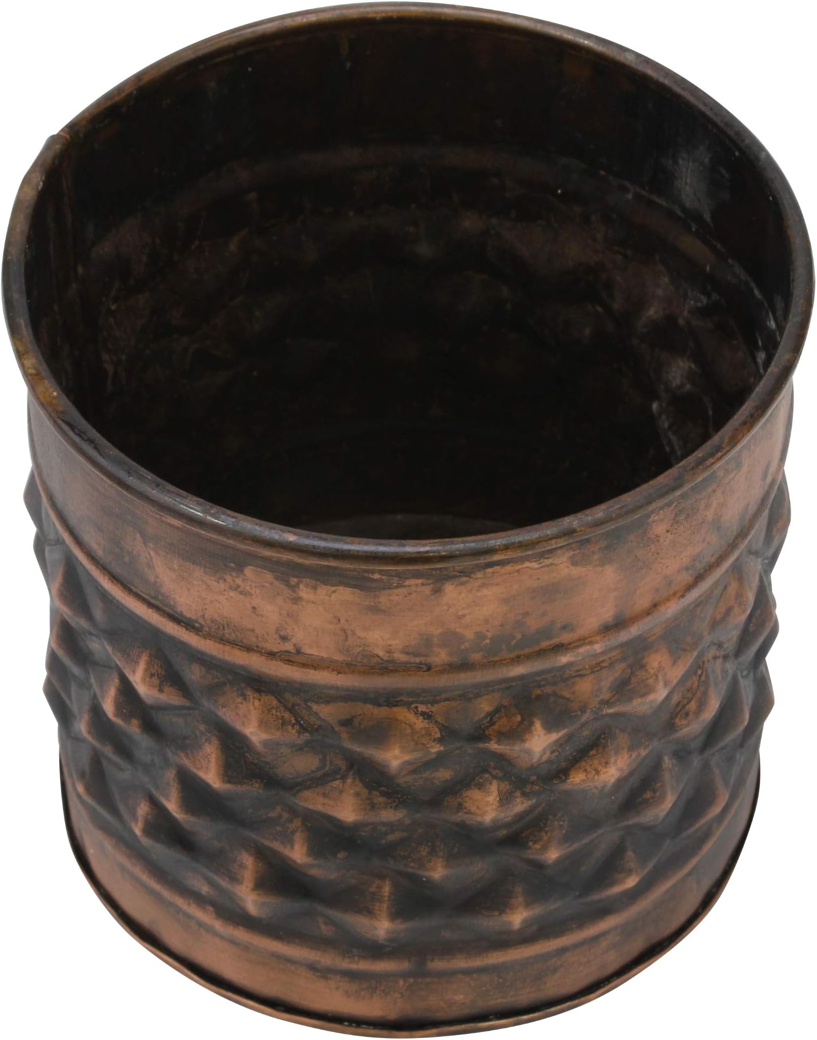 Stonebriar Copper Decorative Diamond Textured Metal Multi-Use Container, Large