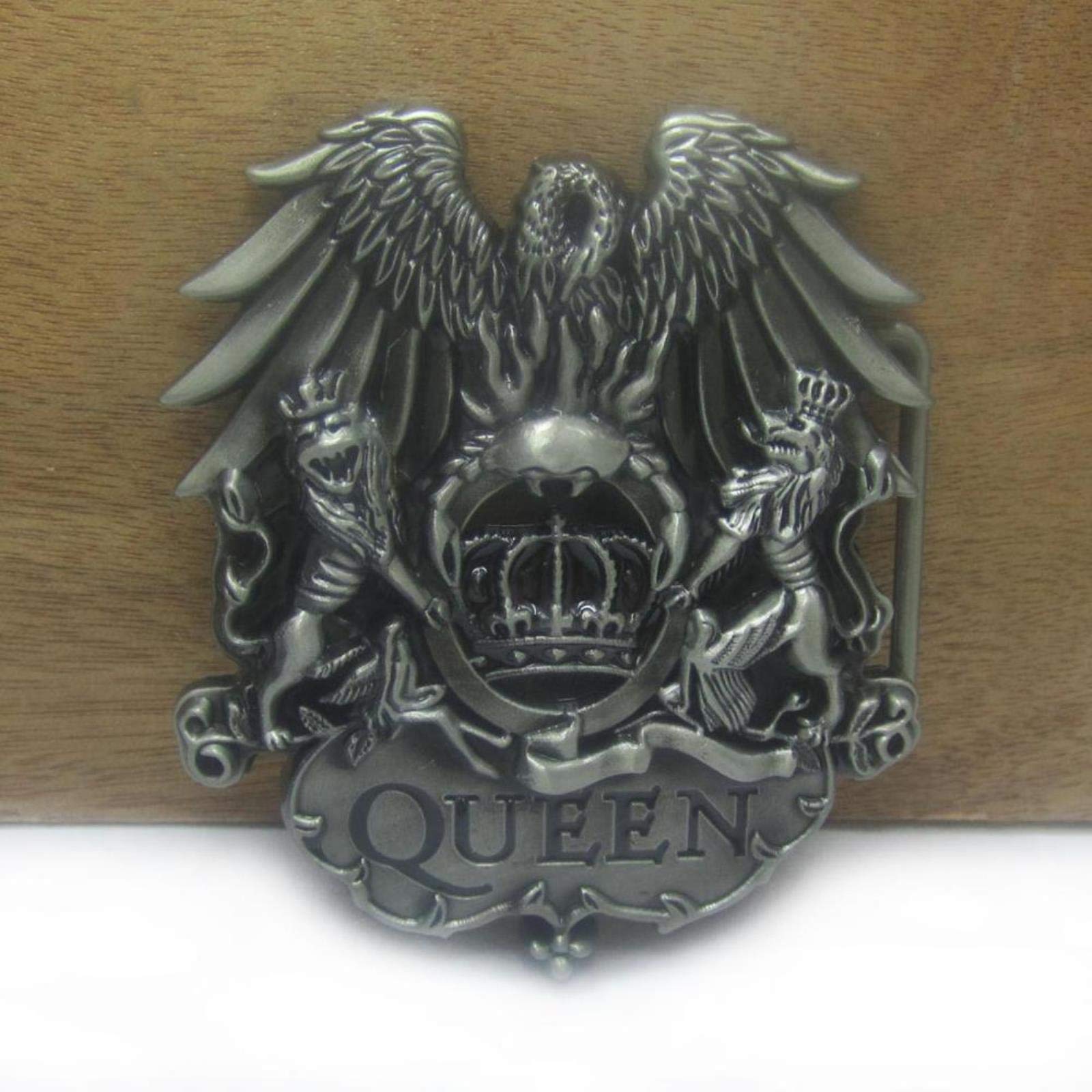 LPOK feature QUEEN crown lion music belt buckle jeans gift belt buckle 03087-1 pewter finish 4cm width loop -default,a