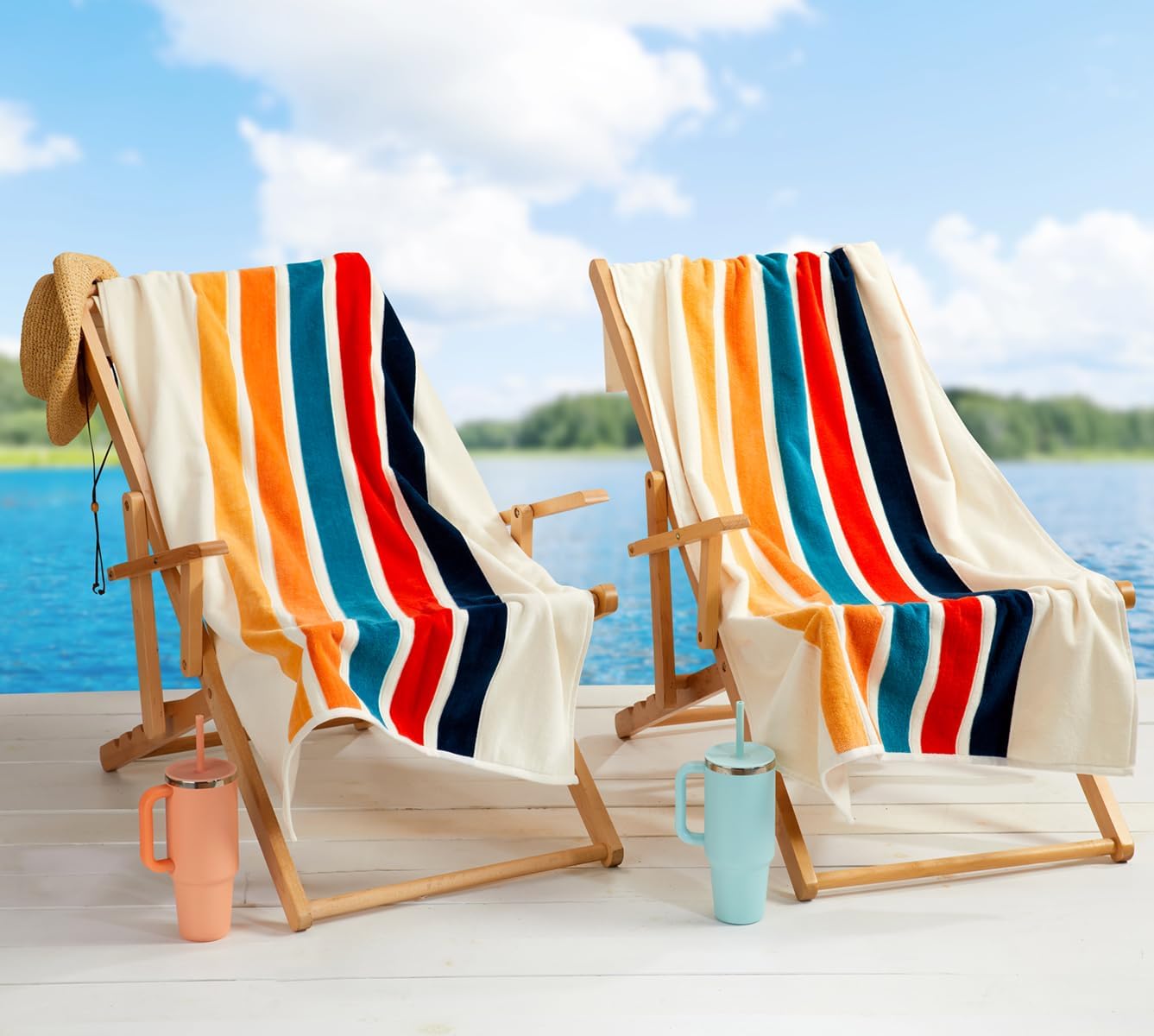 Loon & Lake Luxury Oversized Beach Towels - Retro Stripes| Oversized 40" x 70" | Crafted from 100% Combed Cotton | Ultra Plush & Super Soft | Retro Collection 1977 - Image 8