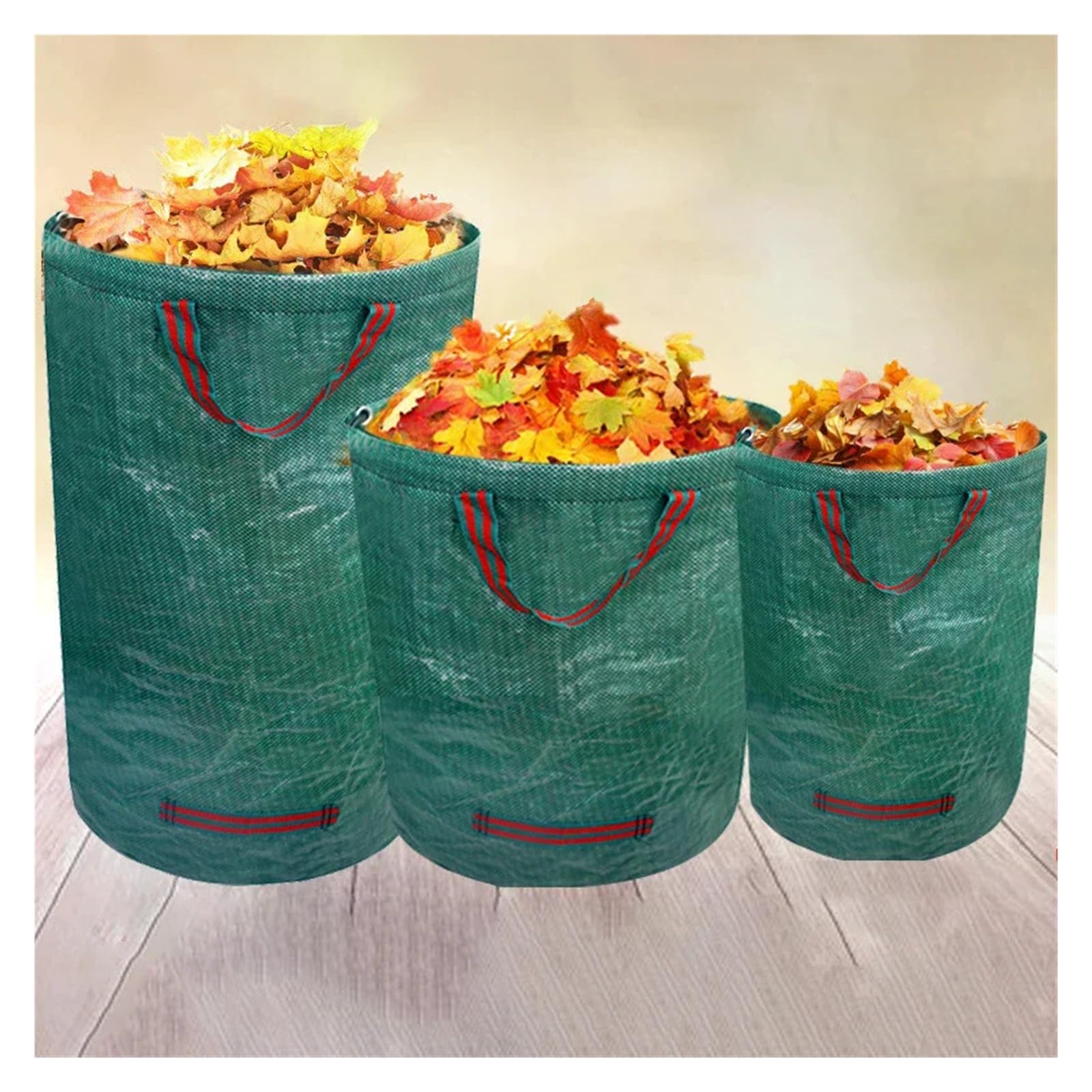 Bolsas de jardín reutilizables gran capacidad 60L-500L - Contenedor almacenamiento sacos hojas for limpieza jardines(A7)