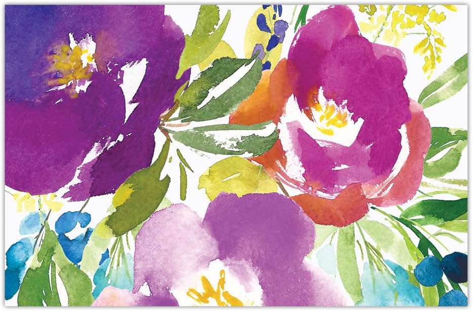 DB Party Studio 17" x 11" Paper Placemats Beautiful Island Watercolor Floral Birthday Anniversary Housewarming Parties Easy Cleanup Disposable Dinner Buffet Banquet Table Settings 25 Pack Place Mats