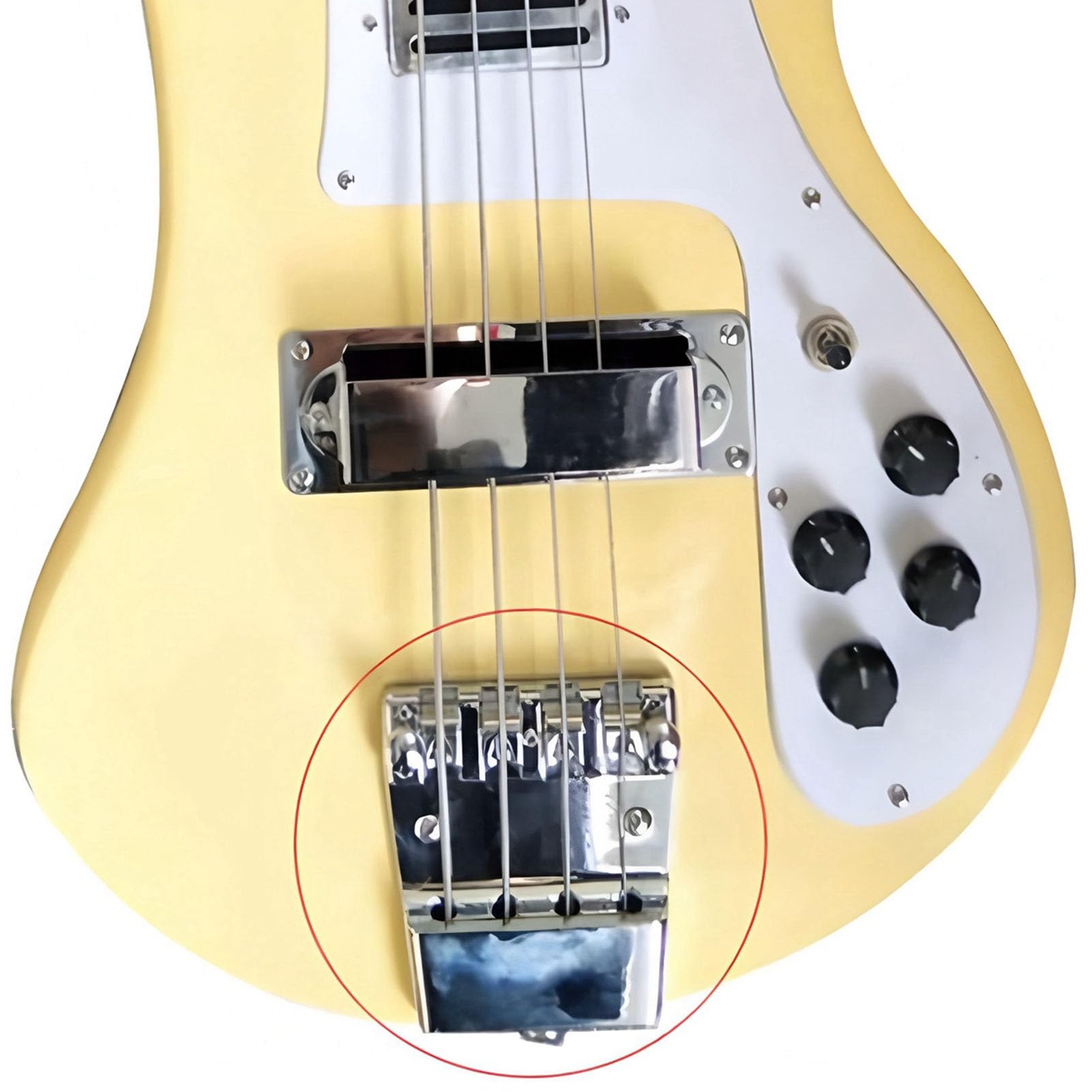 Fockety Bassbrücke für Rickenbacker, 4 Saiten, 18 Mm, Verstellbare Sättel aus Verchromter Zinklegierung, Bassgitarrenbrücke, Sattelbrücke für Bassgitarrenteile