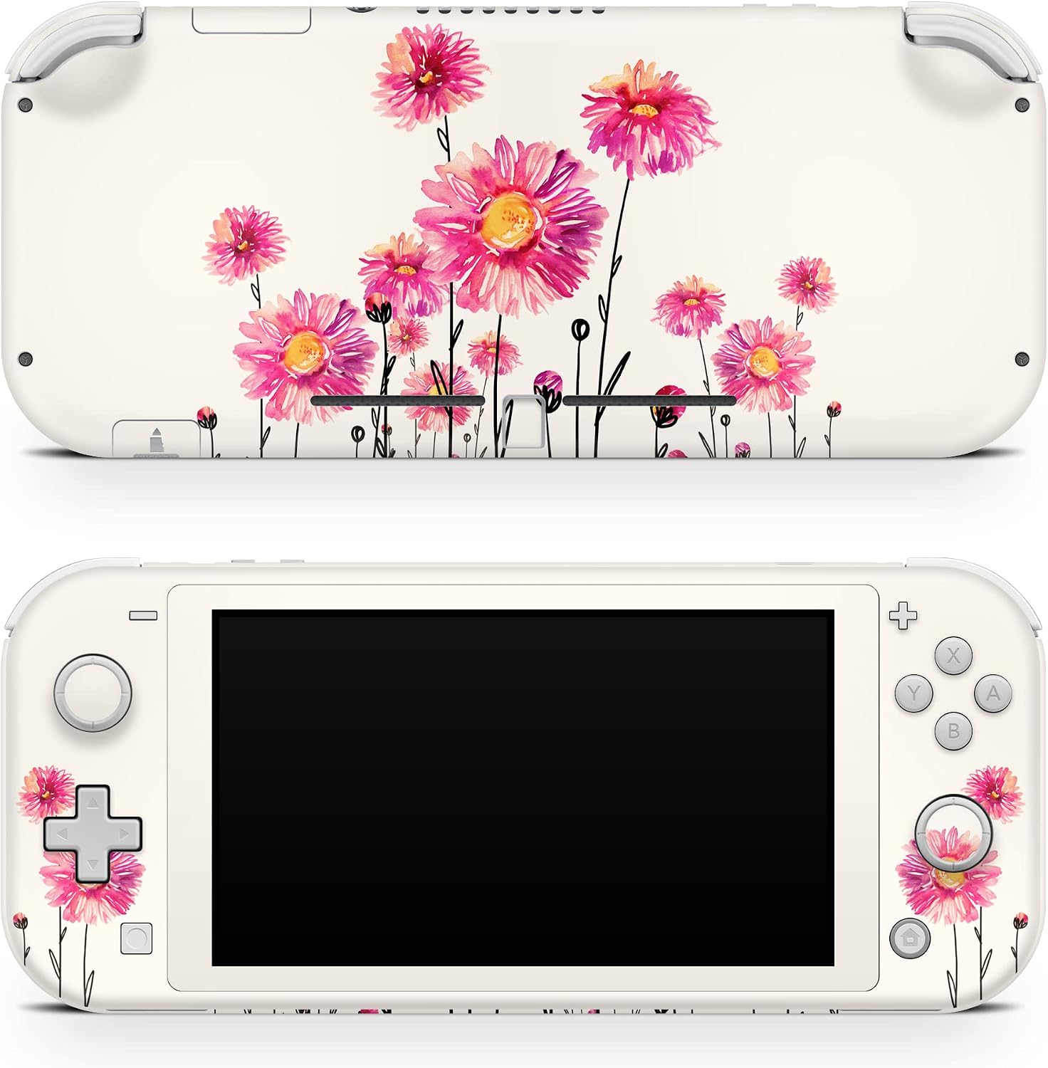 TACKY DESIGN Watercolor Decal Skin Compatible with Nintendo Switch Lite, Blossom Flower Skin for Nintendo Switch Lite Cover, Premium 3M Vinyl 3.6 x 0.55 x 0.88 inches, Pink