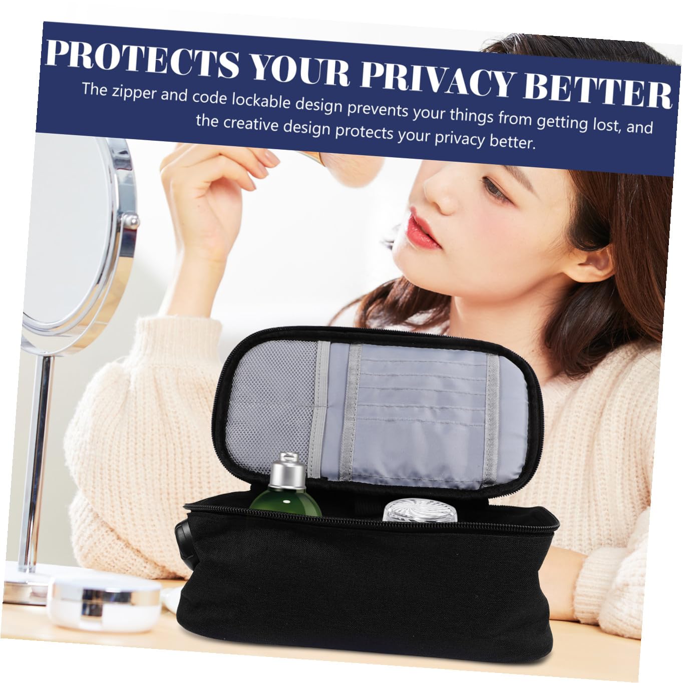 GALPADA Borsa da Viaggio con Cerniera e Scomparti Multipli Organizer Portatile per Trucchi e Articoli da Toeletta Design Sicuro e Compatto per Donna e Uomo
