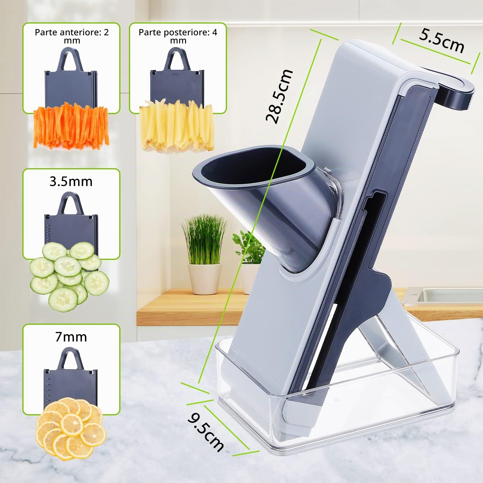 Mandolina per Verdure,Taglia Verdure Multifunzione per Affettare, Patate Cipolla Chopper Sicuro Verticale Dicer Frutta