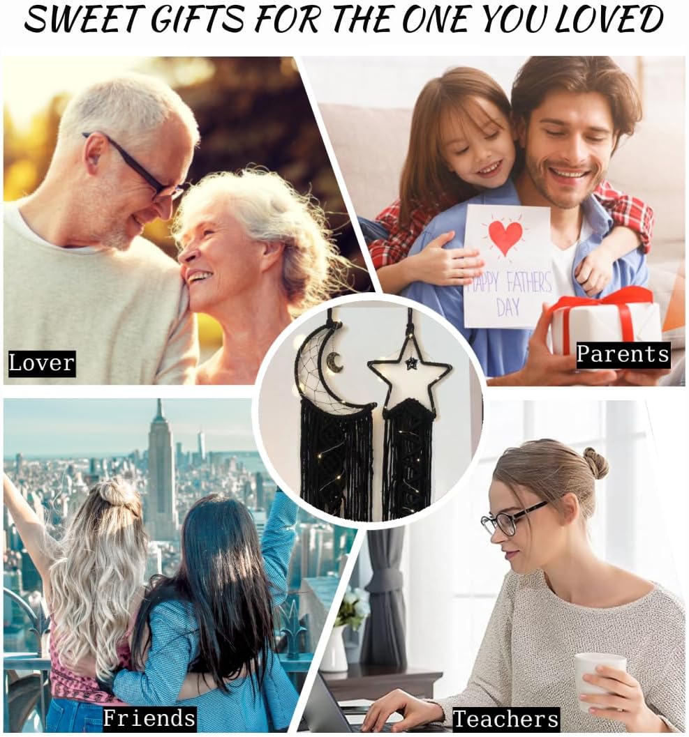 Star Moon Dream Catchers Black Boho Bedroom Decor Room Decorations