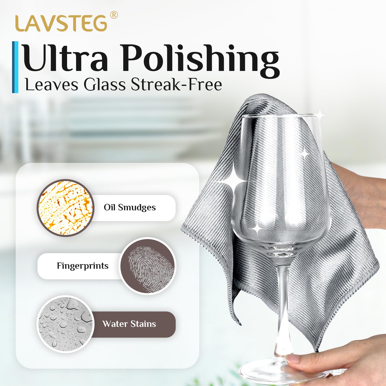 LAVSTEG Chiffon Magique Microfibre, 6X Serviette sans Trace Absorbant Polissage, Lingette Essuie Vitre Verre Miroir Lunette Vaisselle Cuisine Menage Voiture, Torchon Nettoyage Réutilisable Lavable - 4
