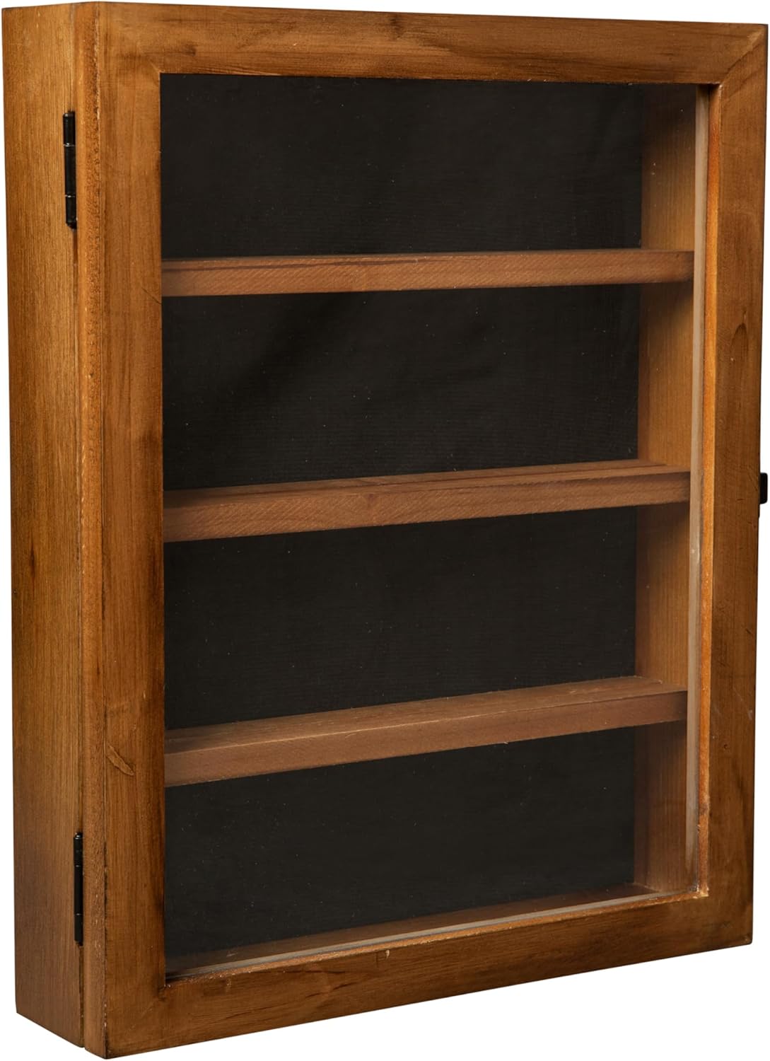 HBCY Creations 11x14 Rustic Brown Medals Display Case with Removable Shelves - Solid Wood with Acrylic Window - Anti-Theft Lock 2 Keys - for Mementos and Keepsakes