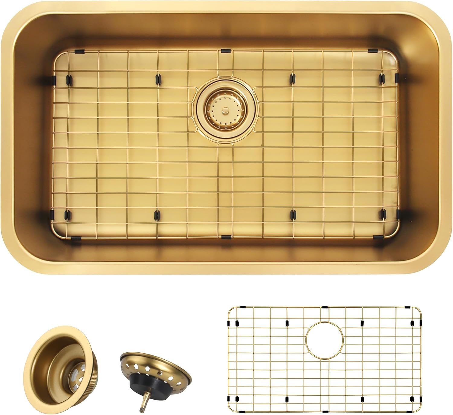 Gold Kitchen Sink, 30 Inch Stainless Steel Undermount Sink