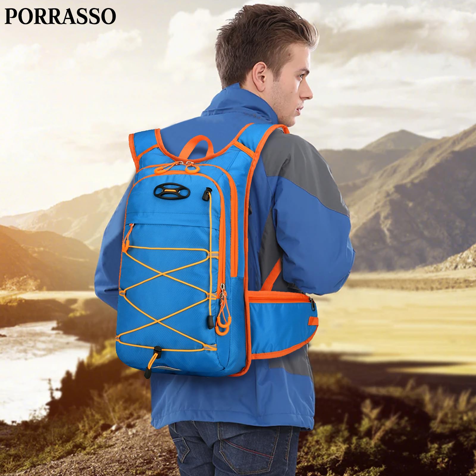 Zaino da Trekking 18L Zaino Impermeabile Hiking Backpack Leggero per Donna Uomo Ciclismo Arrampicata Sport Blu Reale