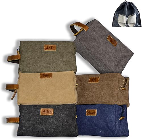 Neceser de aseo personalizado para hombres kit de dopp de lona personalizado para afeitar grabado con láser kit de lona de cuero para viajes regalo