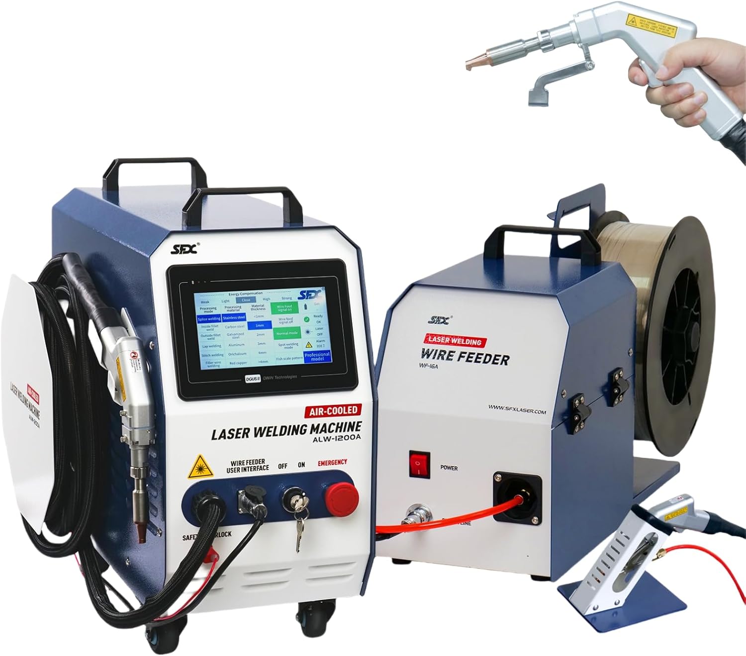 US Stock Laser Welding Machine 1200 W (0.39mW) 2-in-1 Air Cooled Laser Welder 220V Handheld Portable Fiber Welder Gun Class 1 with Auto Wire Feeder for Metal Stainless Steel Aluminum Copper