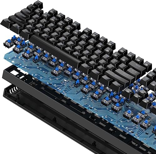 Miniatura 2 de GOFREETECH - Teclado mecánico de PC con cable RGB retroiluminado azul LED resistente a derrames sensación mecánica ergonómica de 104 teclas