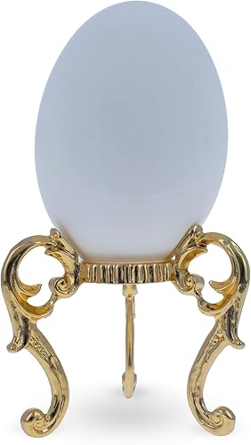 Miniatura 4 de BestPysanky Anillo en tres patas de metal en tono dorado con soporte para huevo