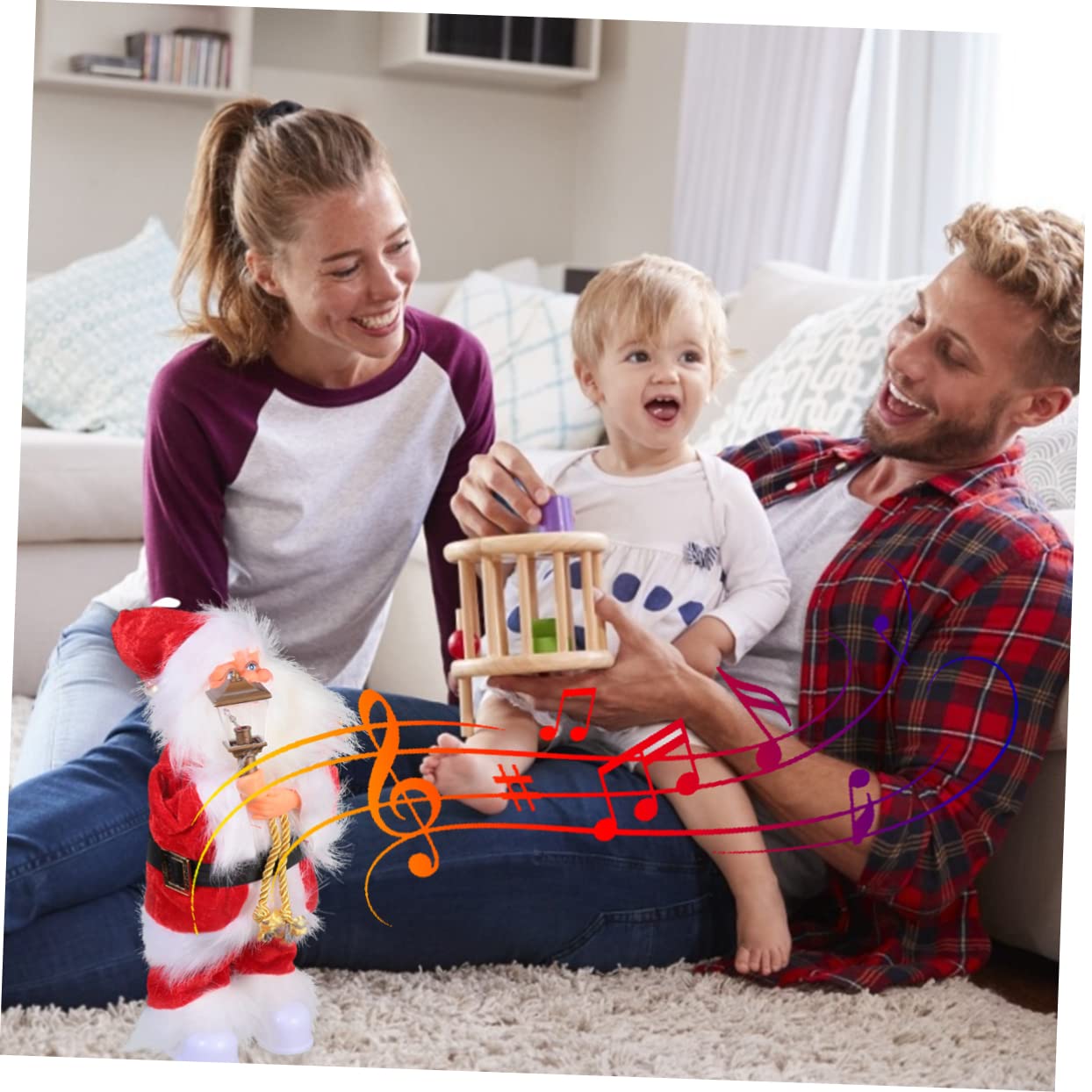TOYANDONA Giocattolo Elettrico per Ragazzo Ragazza Babbo Natale Decorazione Musicale Ornamento di Natale Classico Bambola Elettrica per Festa Natalizia