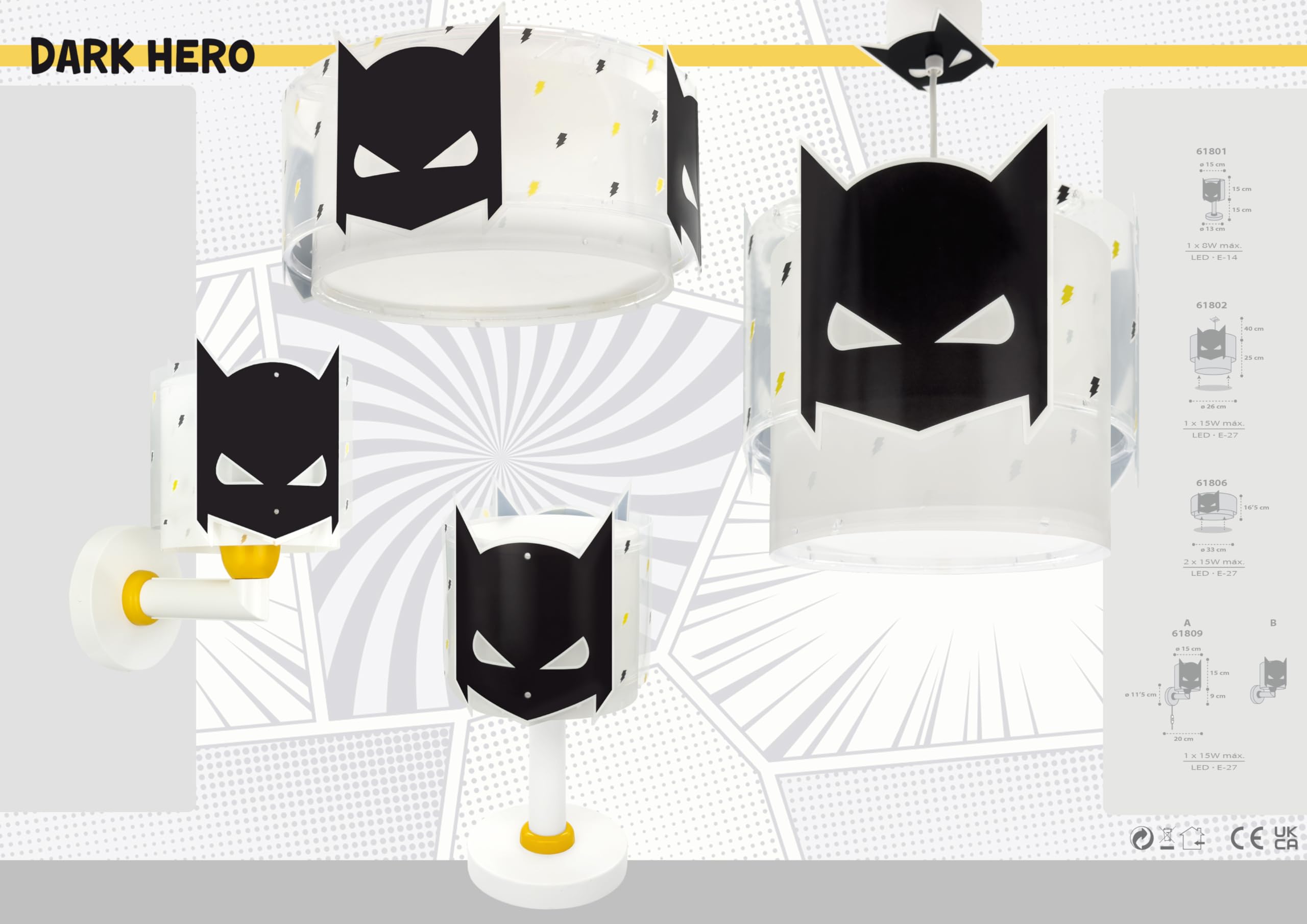 Dalber Lampa sufitowa dla dzieci Dark Hero Superhero