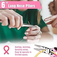 Vista 3 de WORKPRO Juego de alicates de 3 piezas, juego de herramientas rosa que incluye alicates de punta fina, alicates de corte diagonal y alicates de junta