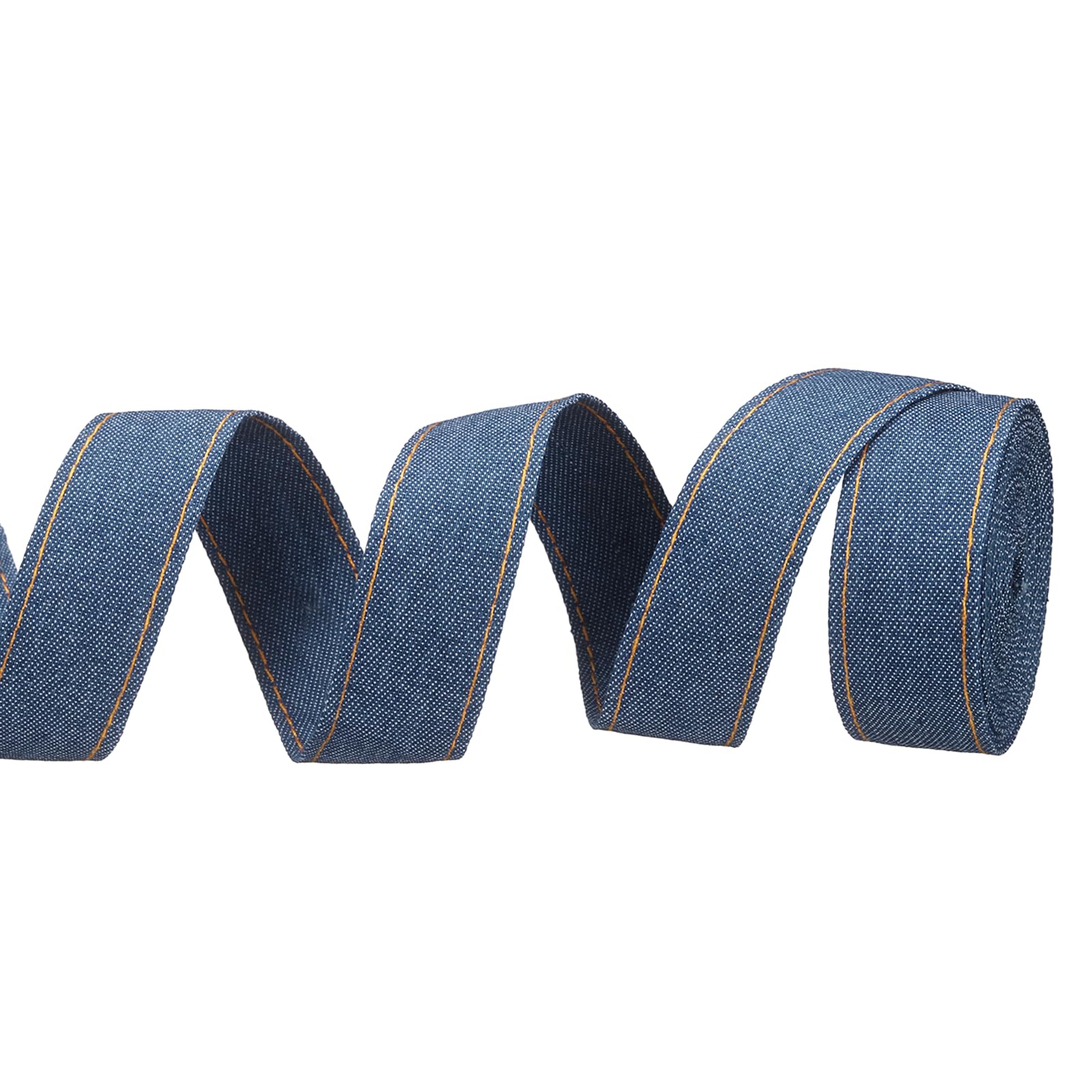 PATIKIL 1" Denim Ribbon, 1 Roll 3 Yard Layering Jean Fabric Craft Strip for Bow DIY Making Hair Clip Garment Sewing Decorations, Dark Blue