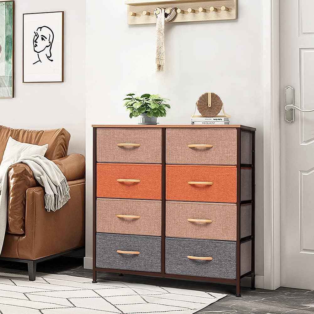 Crestlive Products Fabric Dresser for Bedroom, Storage Tower with 8 Drawers, Organizer Unit for Bedroom, Hallway, Nursery, Entryway, Closets- Sturdy Steel Frame, Wooden Top, Easy Pull Fabric Bins (Mixed Colors) : Office Products